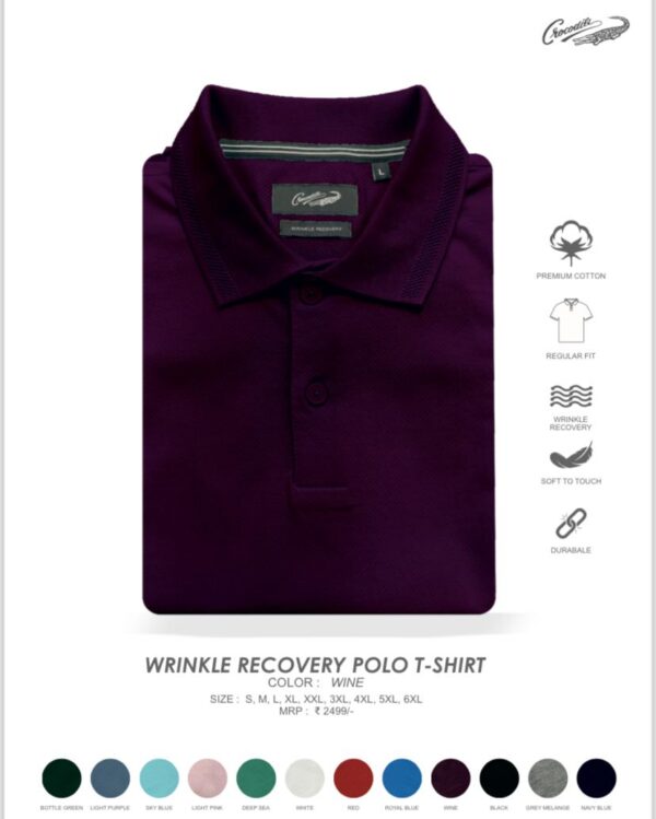 Wrinkle Recovery Polo Tshirt -Crocodile - Image 2