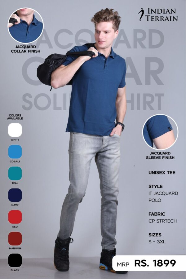 IT Jacquard Polo Tshirt -INDIAN TERRAIN - Image 3