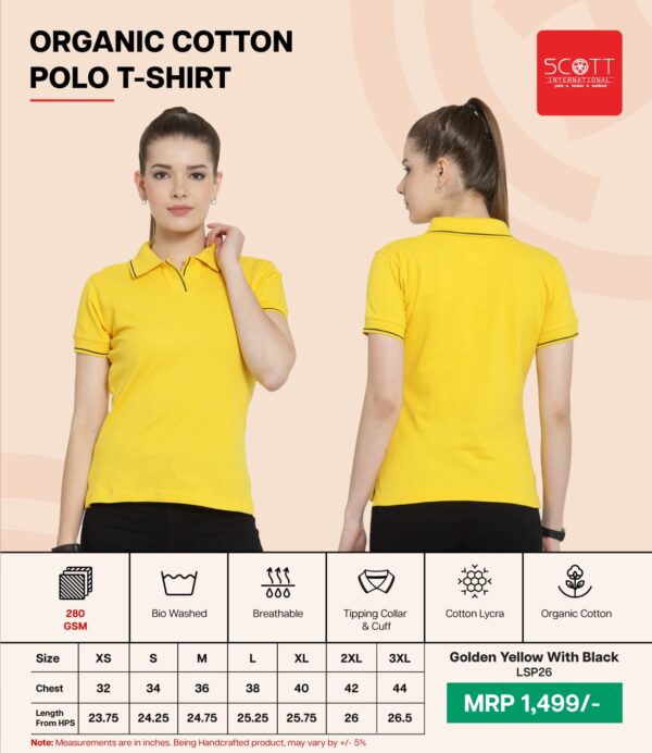 Women’s Oraganic Cotton Polo T-shirt -Scott - Image 5