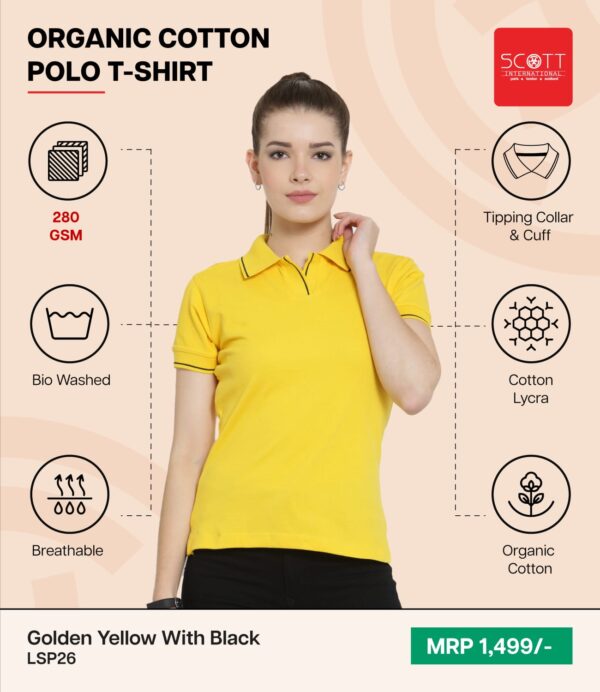 Women’s Oraganic Cotton Polo T-shirt -Scott - Image 4