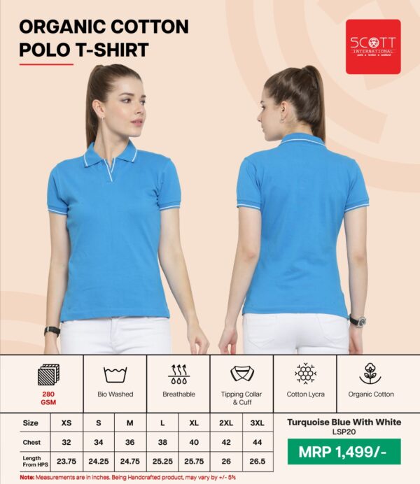 Women’s Oraganic Cotton Polo T-shirt -Scott - Image 7