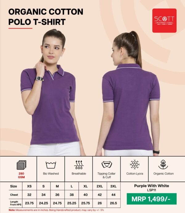 Women’s Oraganic Cotton Polo T-shirt -Scott - Image 11
